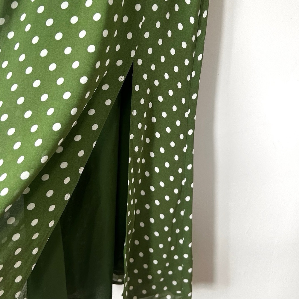 Reformation Carolena Polka Dot Midi Dress in Edamame Green - Picture 5 of 12